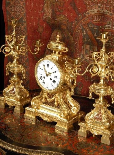 fig 2. ***** SOLD ***** Large and Magnificent Clock Set ~ French - Circa 1890 ~